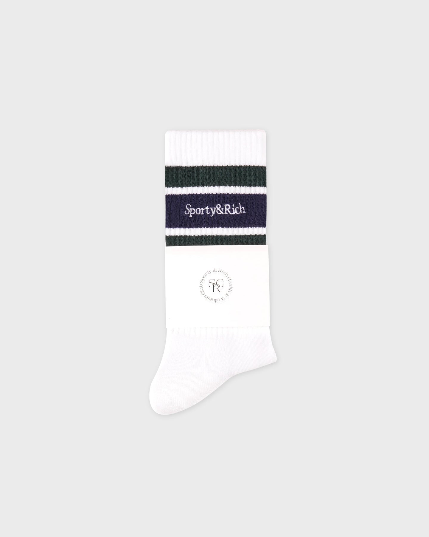 Serif Logo Socks - White/Forest/Dark Navy