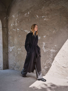 Double Wrap Coat - Jet Black