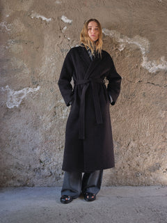 Double Wrap Coat - Jet Black
