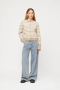 Structured Wool Cardigan - Oatmeal Snowflake Stripe