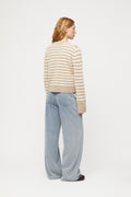 Structured Wool Cardigan - Oatmeal Snowflake Stripe