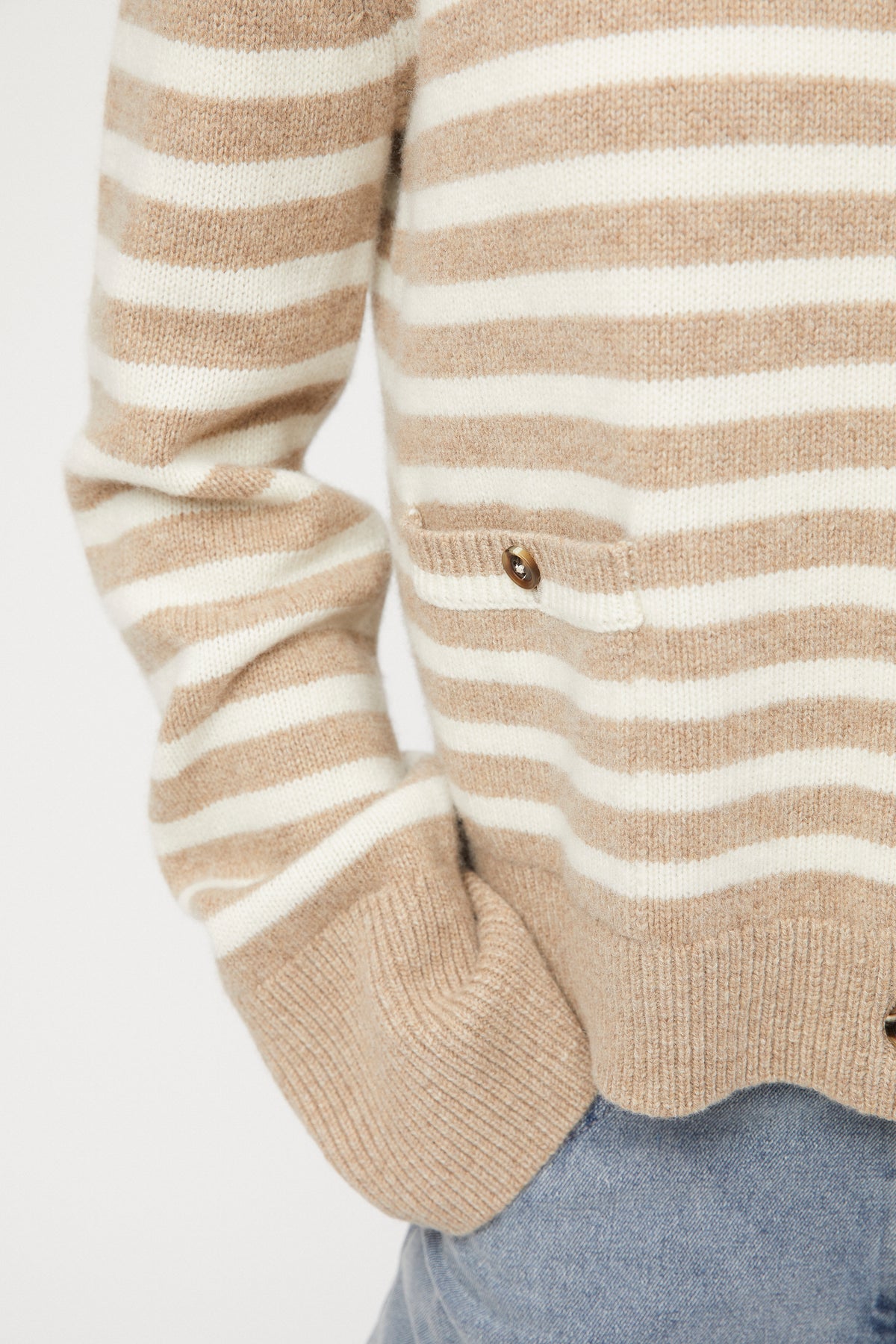 Structured Wool Cardigan - Oatmeal Snowflake Stripe