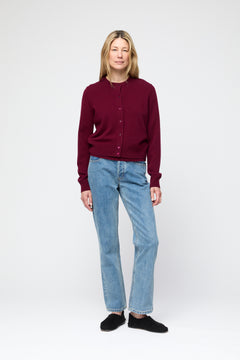 Classic Wool Cardigan - Burgundy