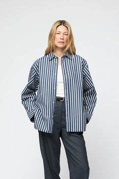 Coastal Shirt - Dark Navy Pinstripe