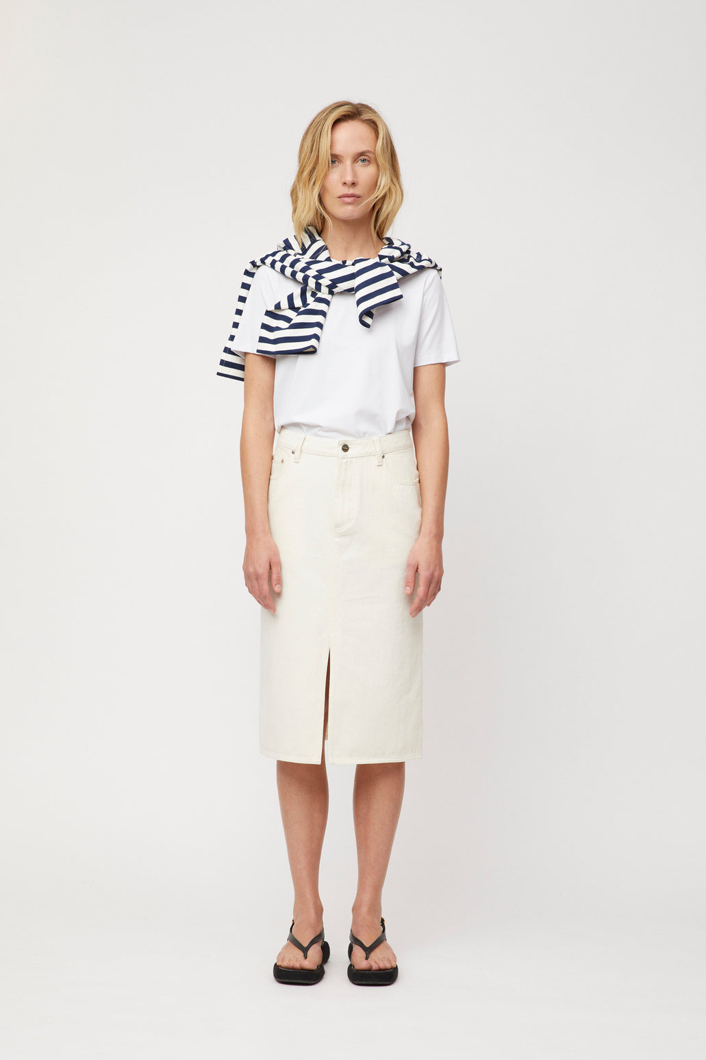 Breton Boatneck Longsleeve - Navy White Stripe