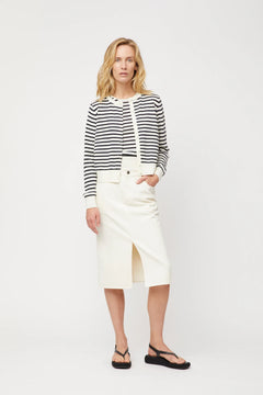 Denim Midi Skirt - Ecru