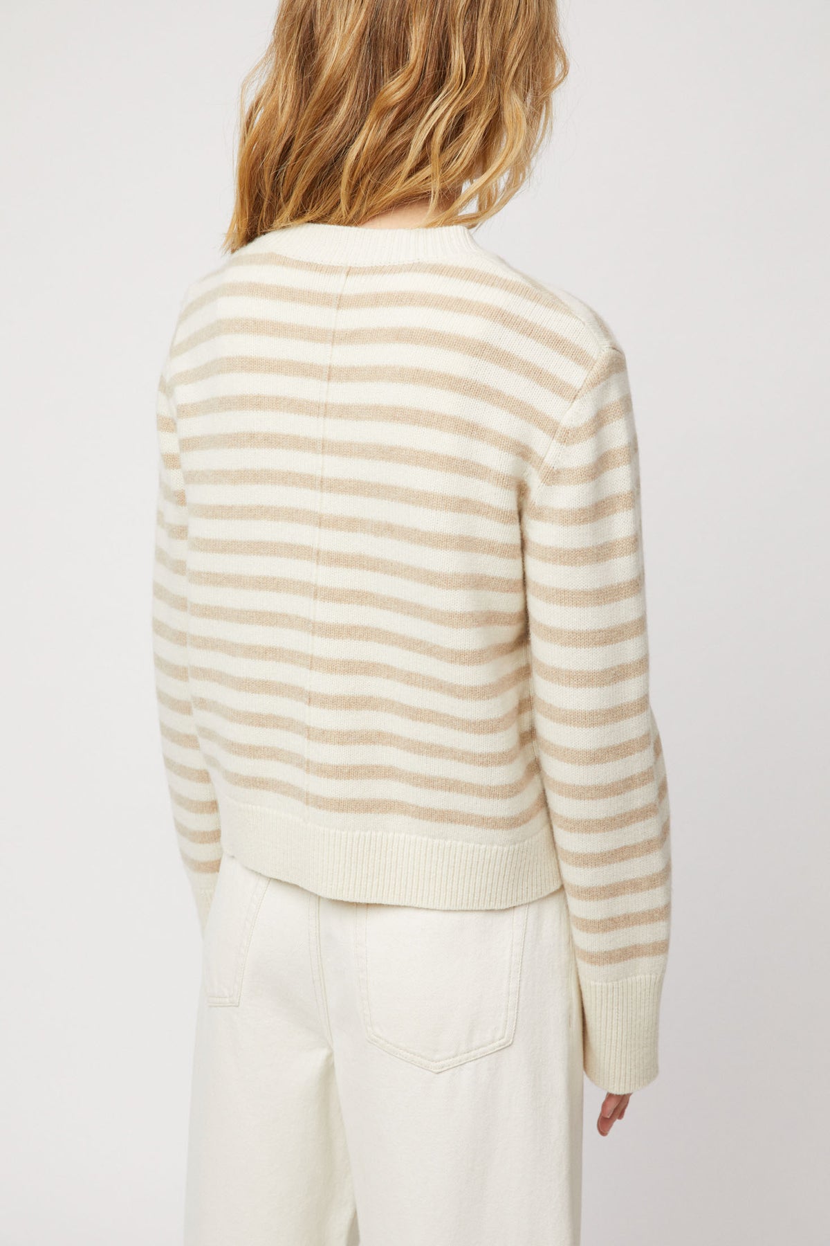 Structured Wool Cardigan - Linen Snowflake Stripe