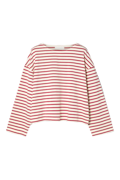Breton Boatneck Longsleeve - Cream Winetasting Stripe