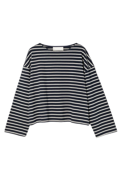 Breton Boatneck Longsleeve - Navy Cream Stripe