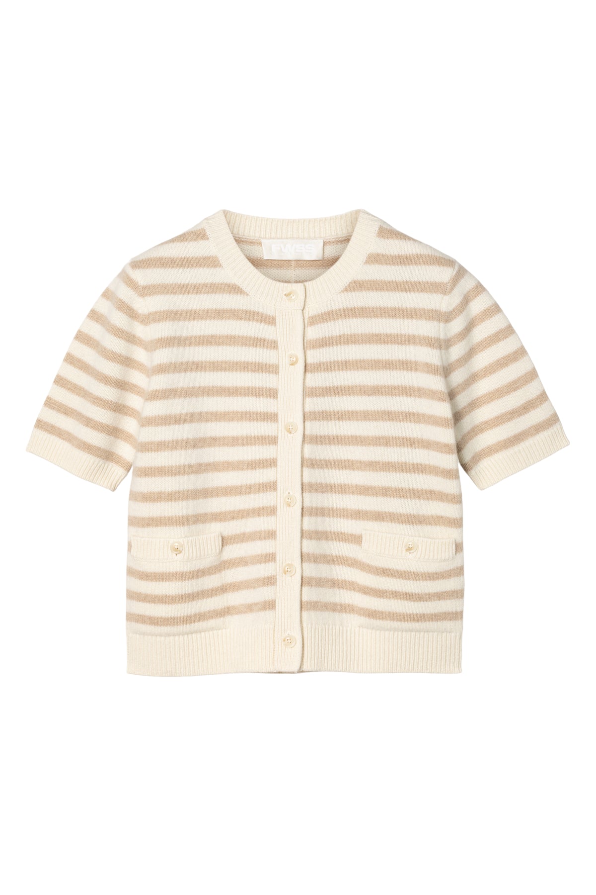 Toulouse Cardigan Tee - Linen Snowflake Stripe
