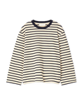 Breton Crewneck Long Sleeve - Cream Navy Stripe