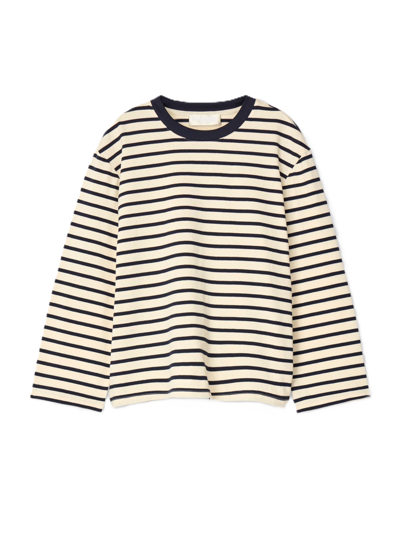 Breton Crewneck Long Sleeve - Cream Navy Stripe