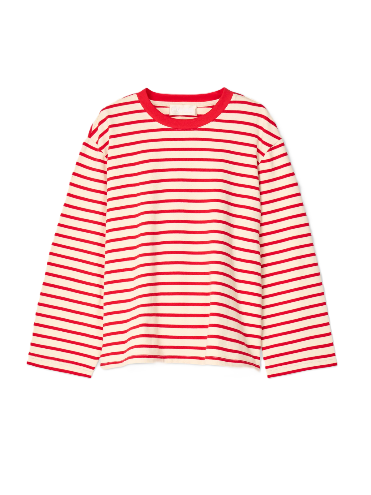 Breton Crewneck Long Sleeve - Cream Red Stripe