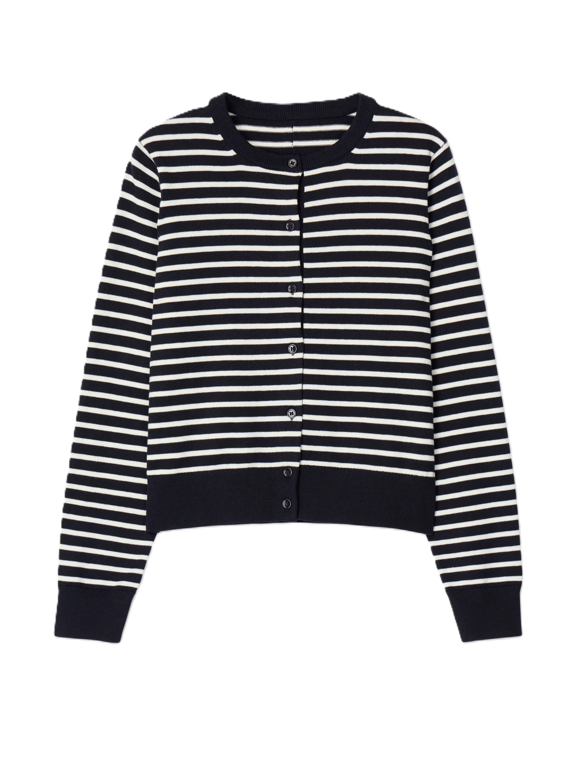 Cotton Cashmere Cardigan - Cream Stripe