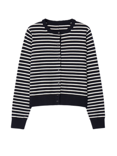 Cotton Cashmere Cardigan - Cream Stripe