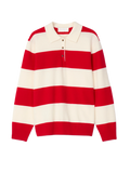 Estate Pique Sweater - Red Macadamia Stripe