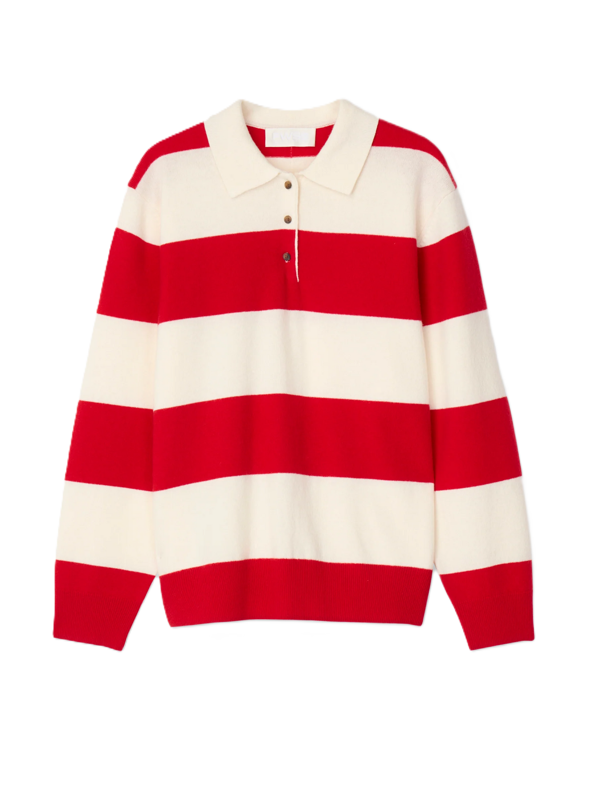 Estate Pique Sweater - Red Macadamia Stripe
