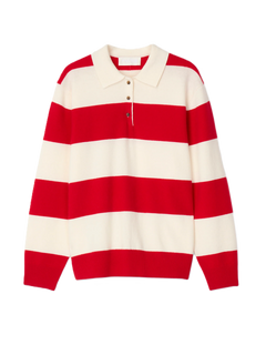 Estate Pique Sweater - Red Macadamia Stripe
