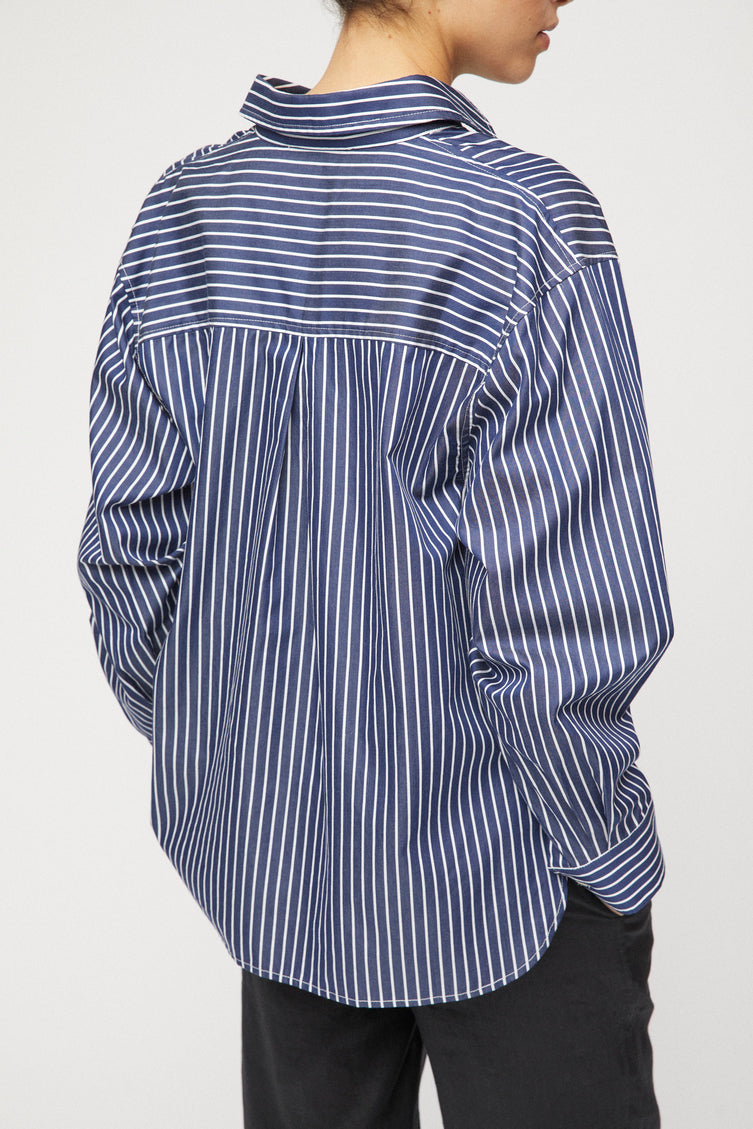 Coastal Shirt - Navy Blue White Stripe