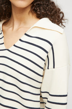 Cotton Storm Knit - Vanilla Navy Stripe