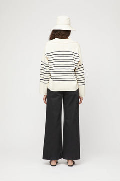 Cotton Storm Knit - Vanilla Navy Stripe