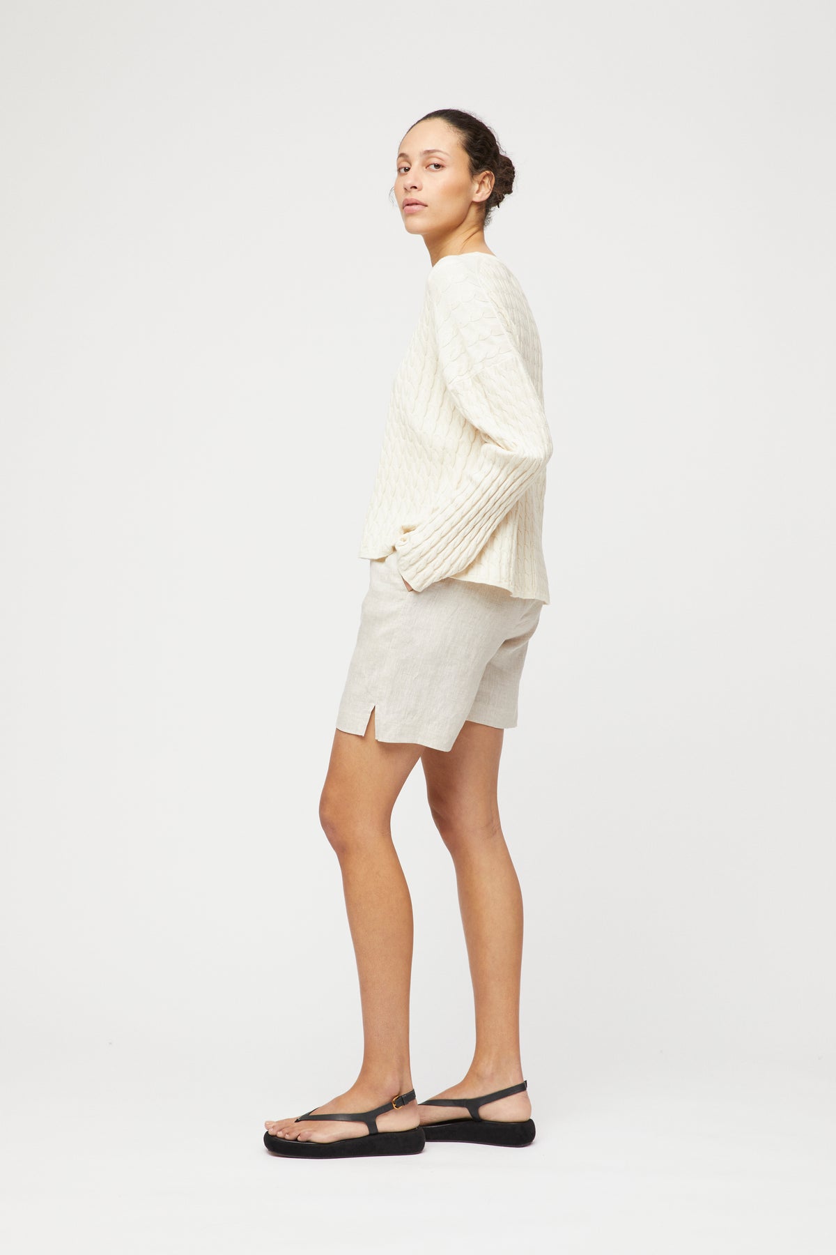 Crew Cable Knit Sweater - Whipped Cream