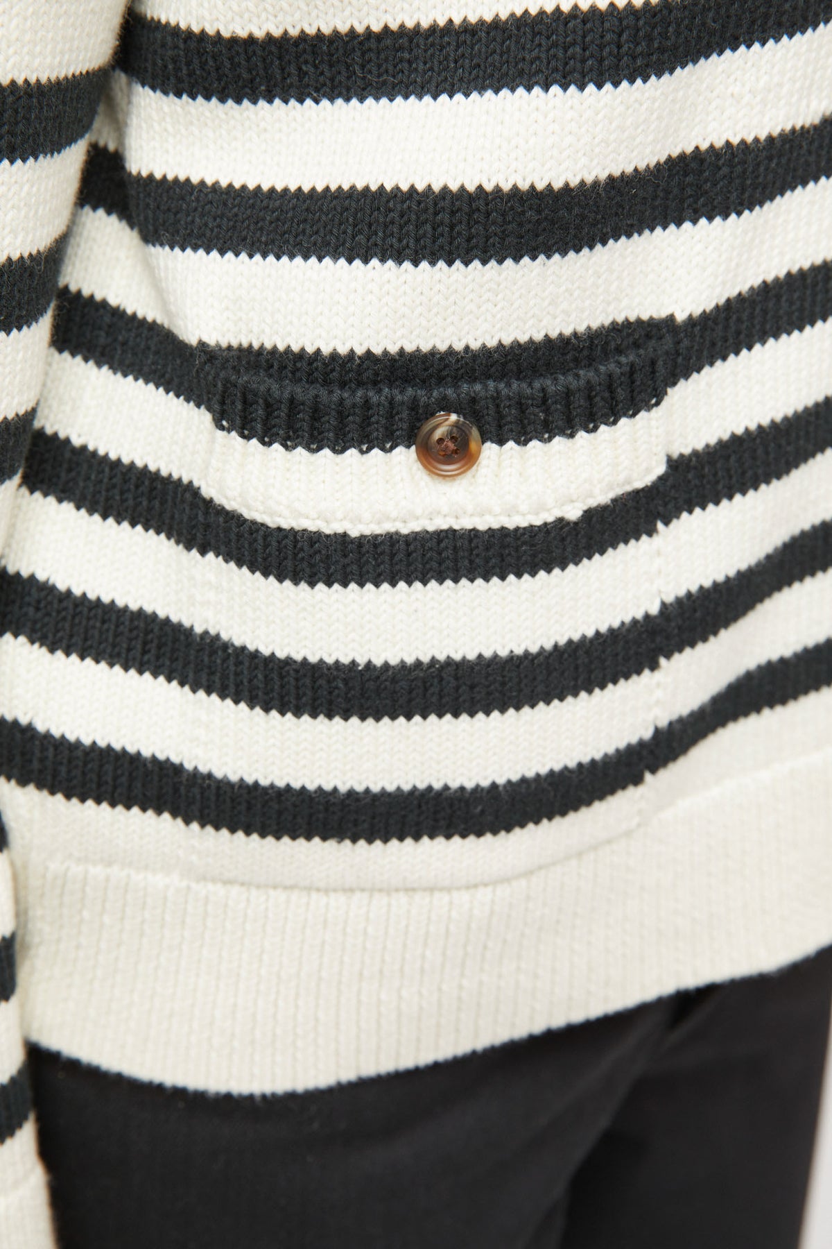 Structured Cotton Cardigan - Black Cream Stripe