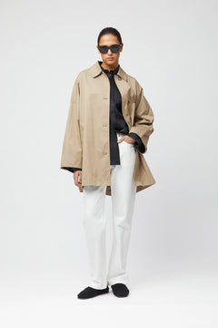 Marine Oversized Trench Coat - Khaki