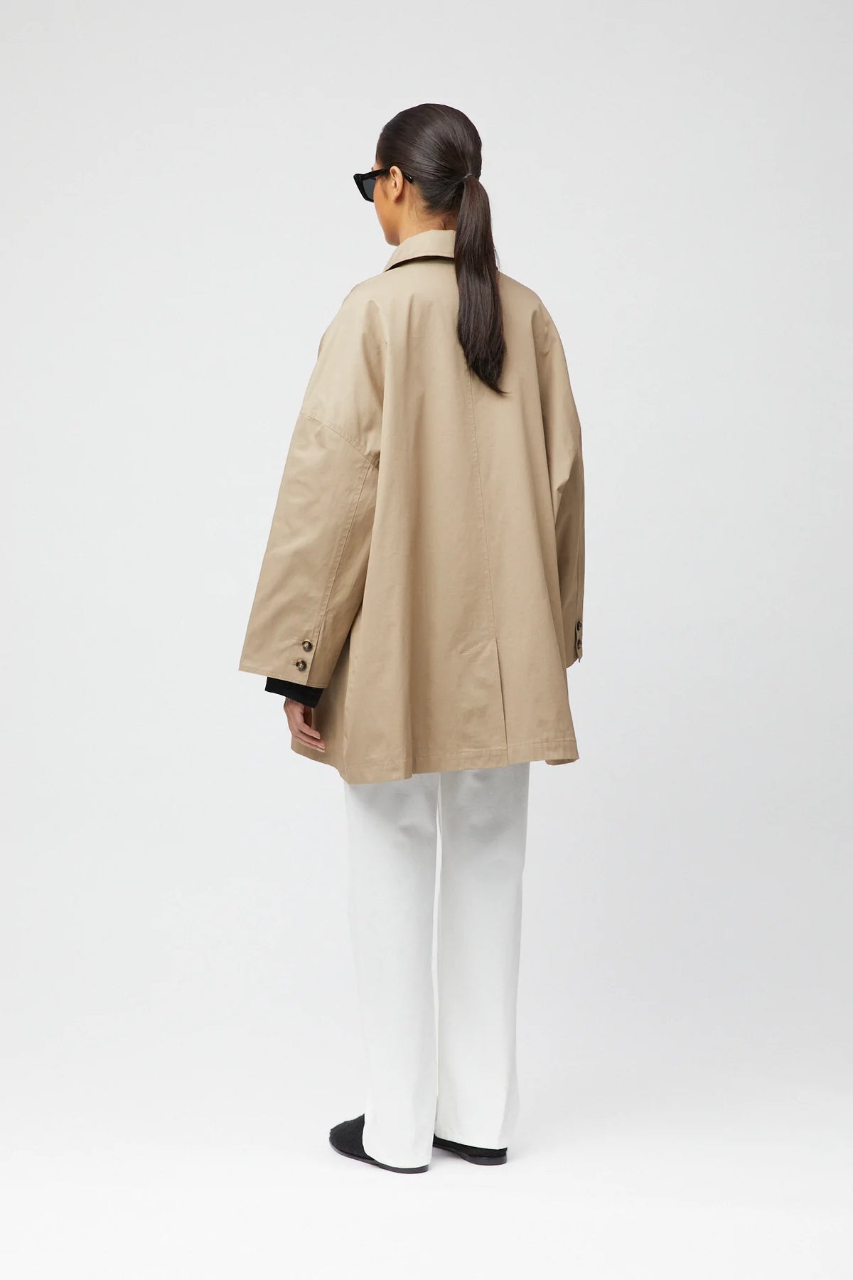 Marine Oversized Trench Coat - Khaki