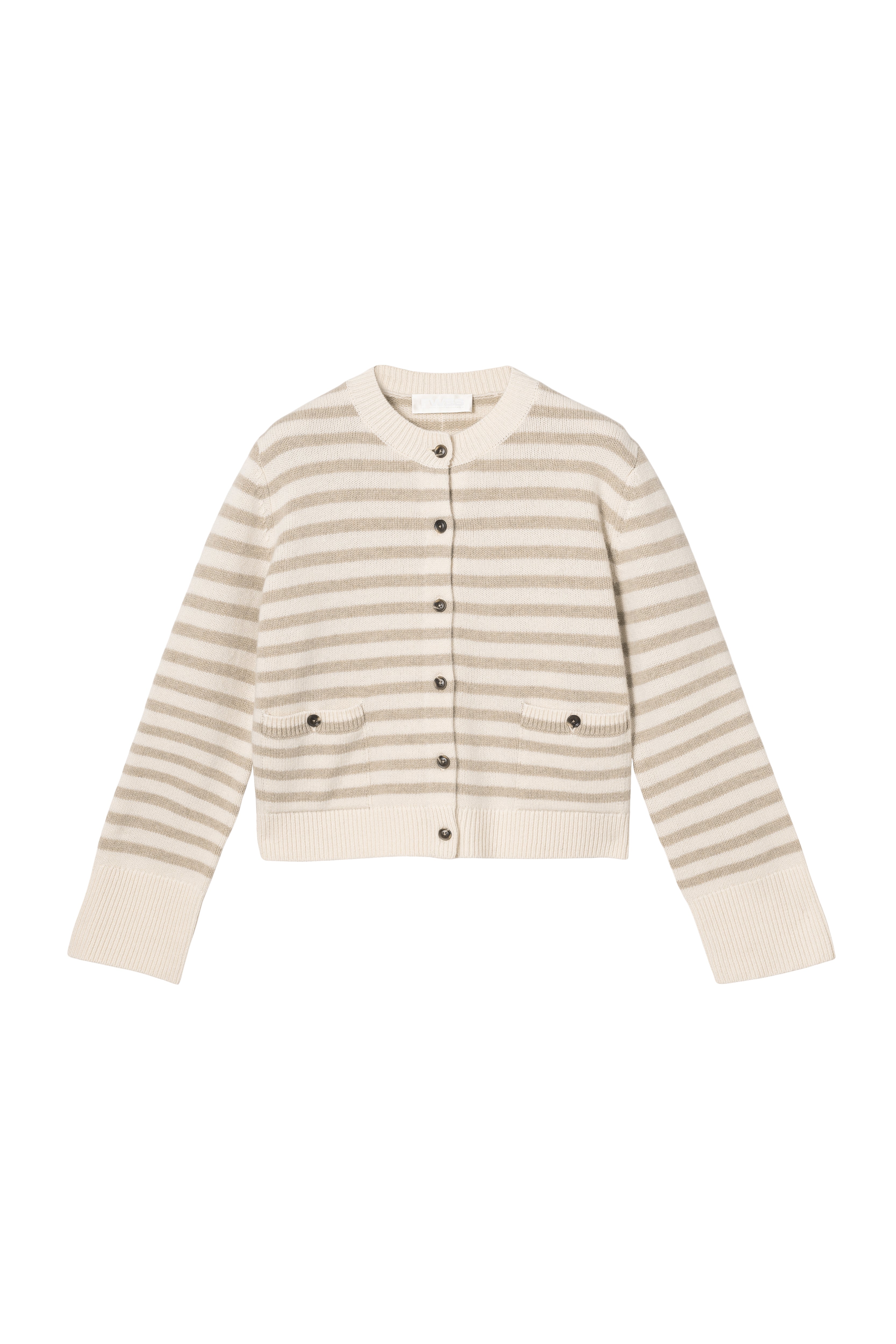 Structured Wool Cardigan - Linen Snowflake Stripe