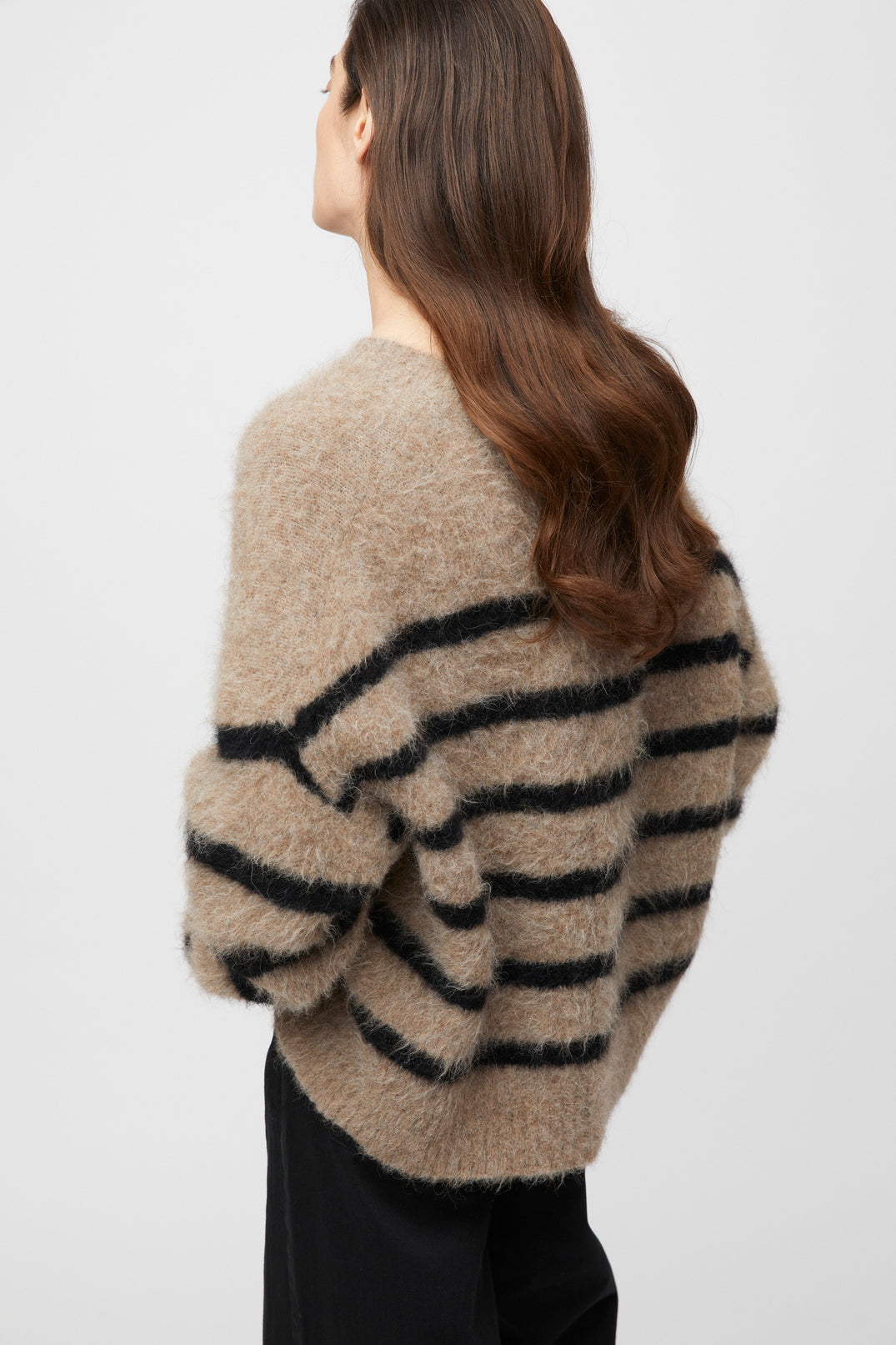 Mountain Oversized Furry Jumper - Black Brown Stripe