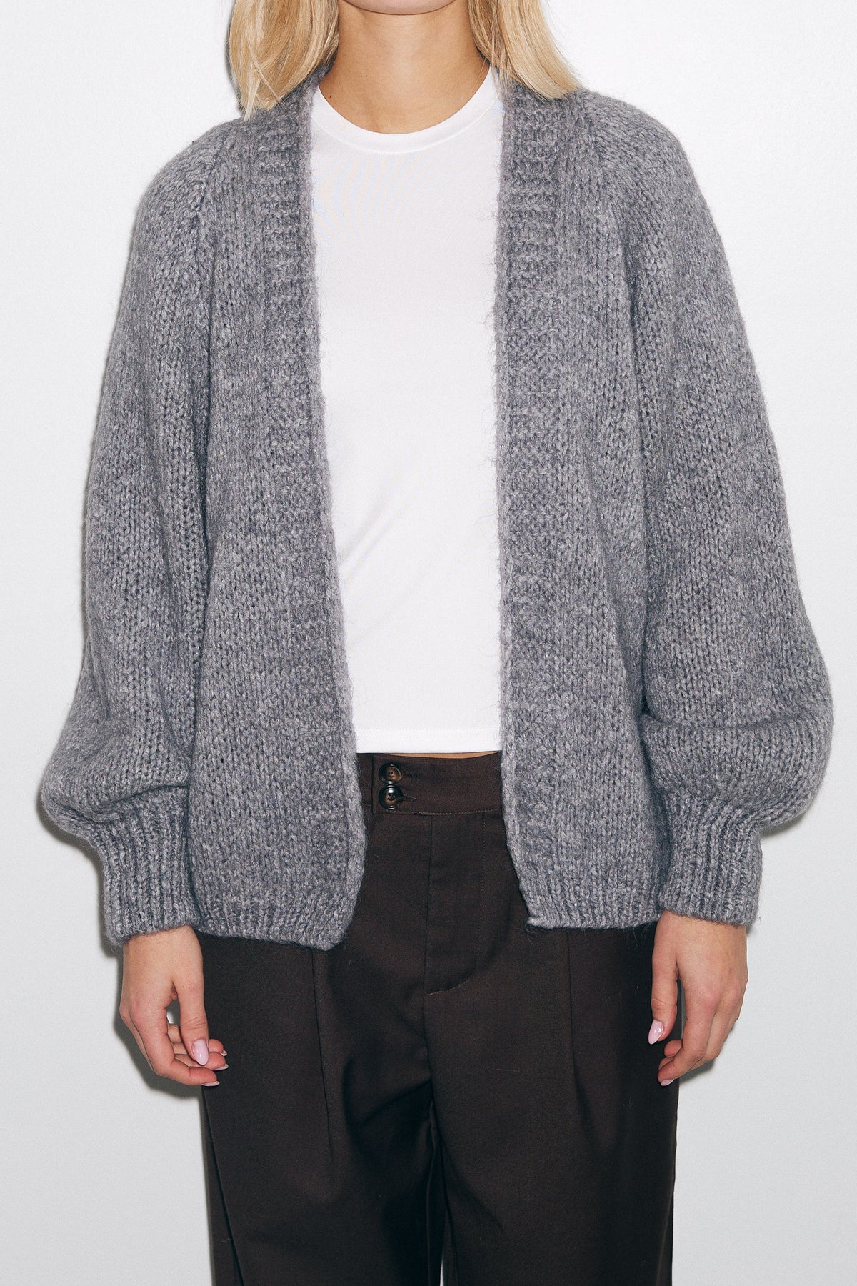 Fora Knit Cardigan - Dark Grey Melange