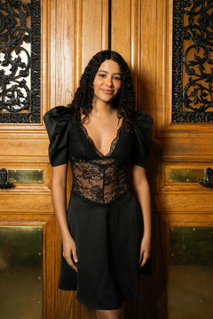 Francis Lace Mini Dress - Black