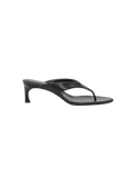 Kitten Heel Leather Mule - Black