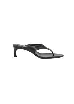 Kitten Heel Leather Mule - Black