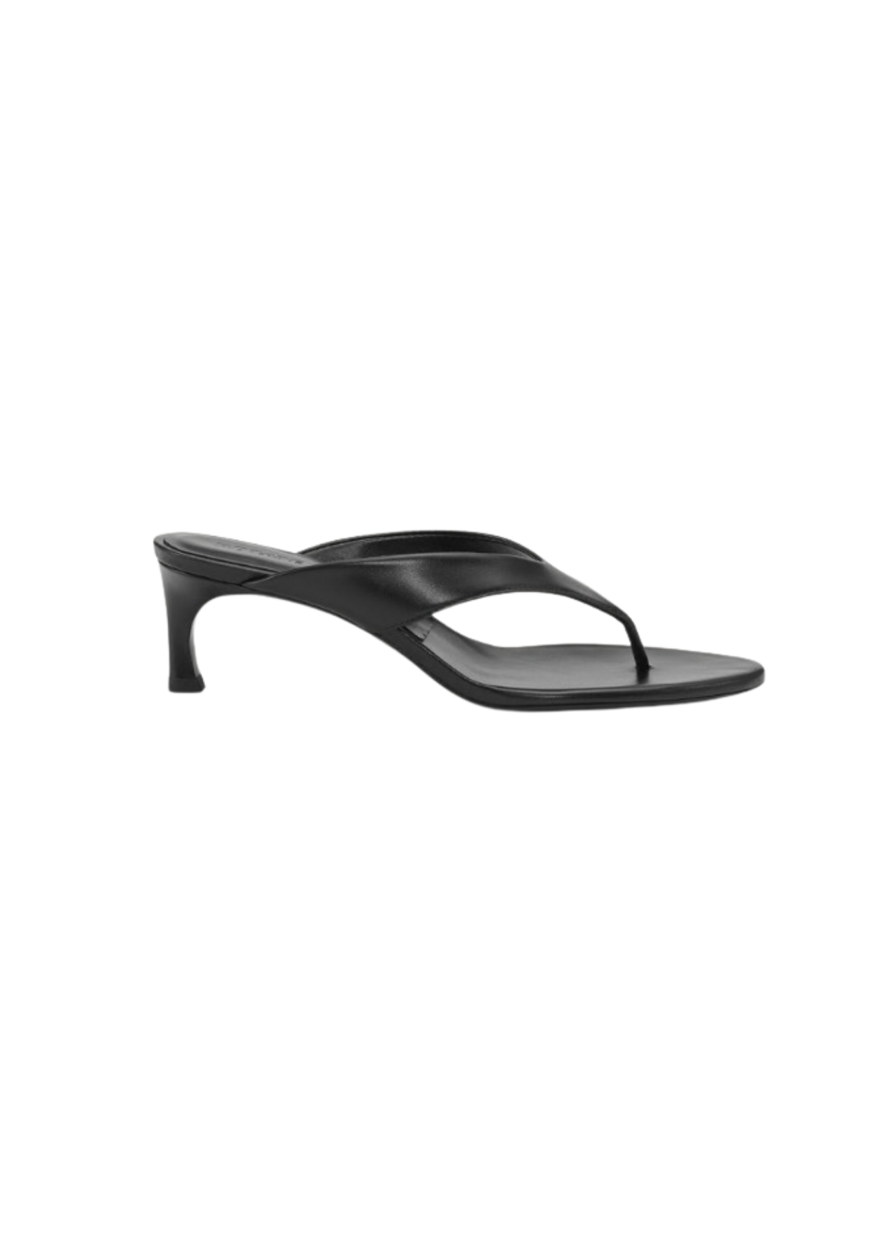 Kitten Heel Leather Mule - Black