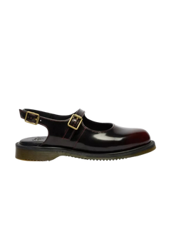 Madaline Mary Jane Rub Off Leather Sling Back Shoes - Cherry Red Arcadia