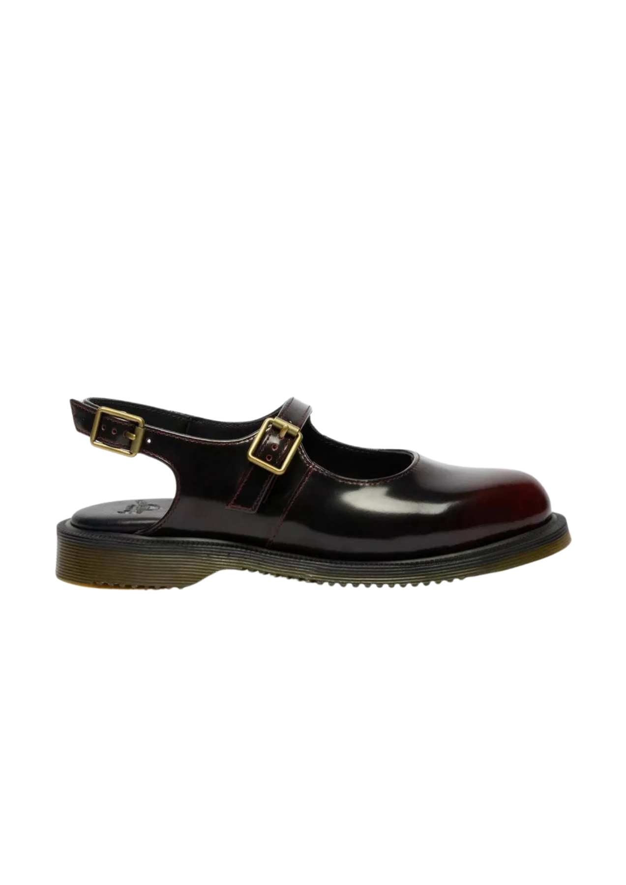 Madaline Mary Jane Rub Off Leather Sling Back Shoes - Cherry Red Arcadia