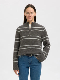 Lulu Ls Knit Half Zip - Medium Grey Melange Lgm