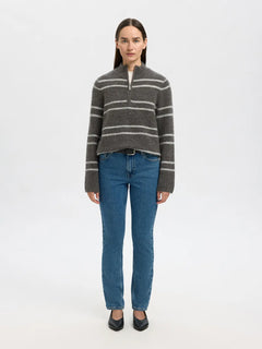 Lulu Ls Knit Half Zip - Medium Grey Melange Lgm