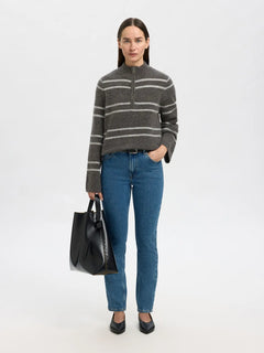 Lulu Ls Knit Half Zip - Medium Grey Melange Lgm