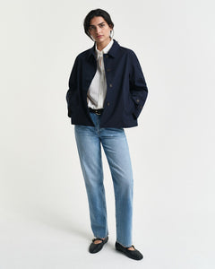 Short Cotton Car Coat - Evening Blue