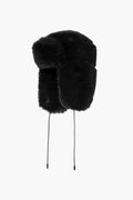 Cher Fluffy Aviator Hat - Black