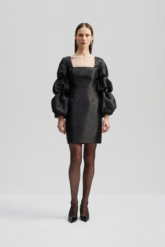 Georgia Double Pouf Sleeve Mini Dress - Black