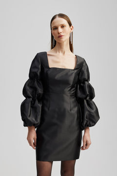 Georgia Double Pouf Sleeve Mini Dress - Black