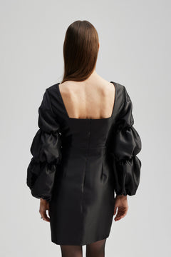 Georgia Double Pouf Sleeve Mini Dress - Black