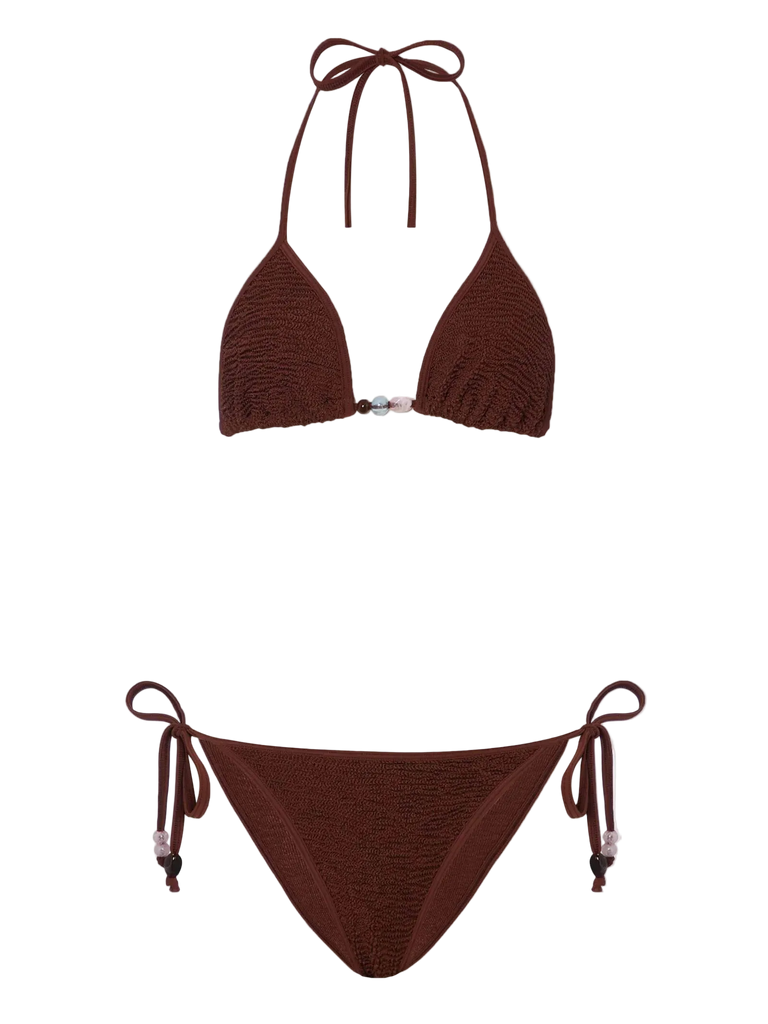 Gina Beaded Bikini - Metallic Chocolate