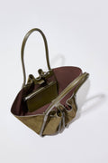 Large Ruched Tote Soft Suede - Olive