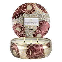 3 Wick Tin Candle - Gilt Pomander & Hinoki