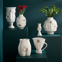 Gilded Gala Round Vase - White/Gold